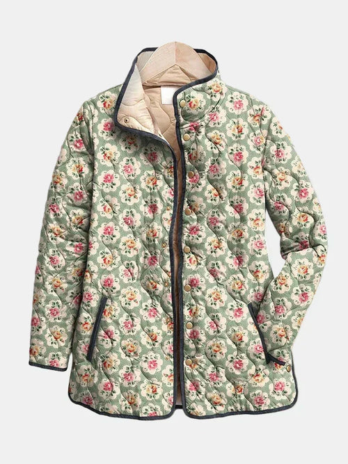 Camille - Gesteppte Jacke mit Vintage-Blumen-Kunstdruck