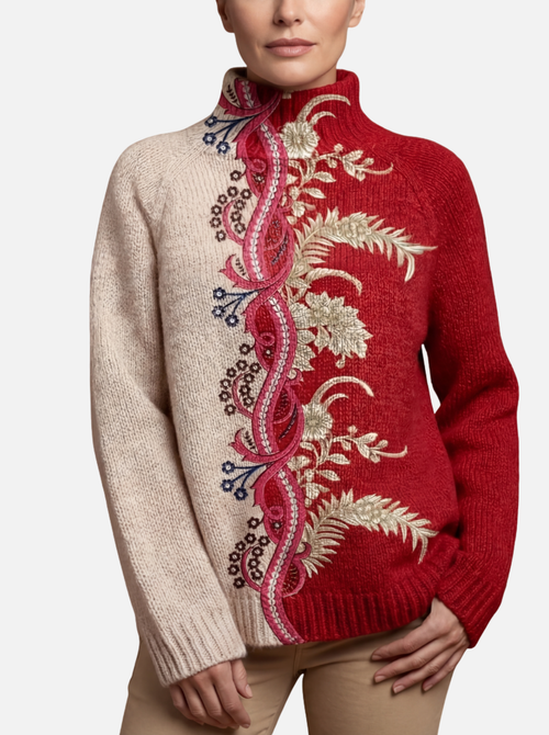 Carla - Bestickter Rollkragenpullover