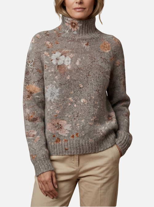 Theresa - Zarter Blumen-Rollkragenpullover