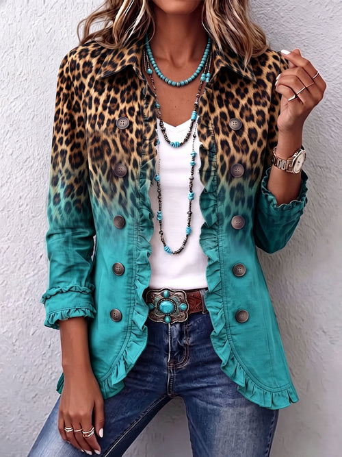 Anja - Leoparden-Rüschenblazer im Ombré