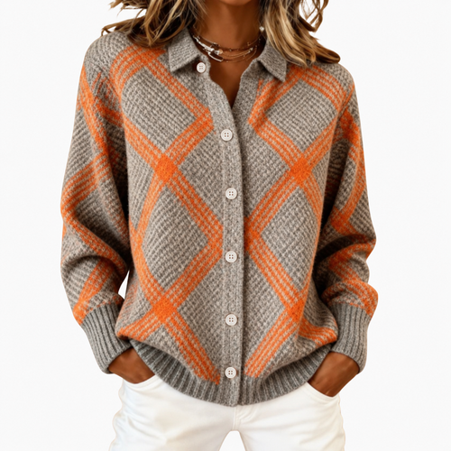 Helga - Strickjacke mit Rautenmuster