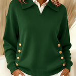 Michaela - Pullover mit Kragen in Grün