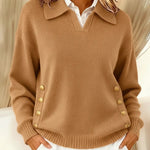 Michaela - Pullover mit Kragen in Khaki