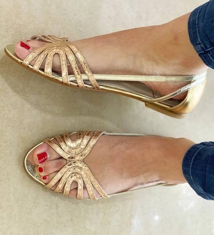 Adelheid - Goldene Glanz-Sommersandalen