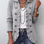 Karin - Graue Strick-Rüschenjacke
