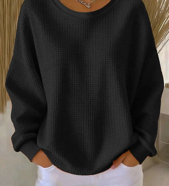 Alexandra - Pullover mit weitem Kragen in Schwarz