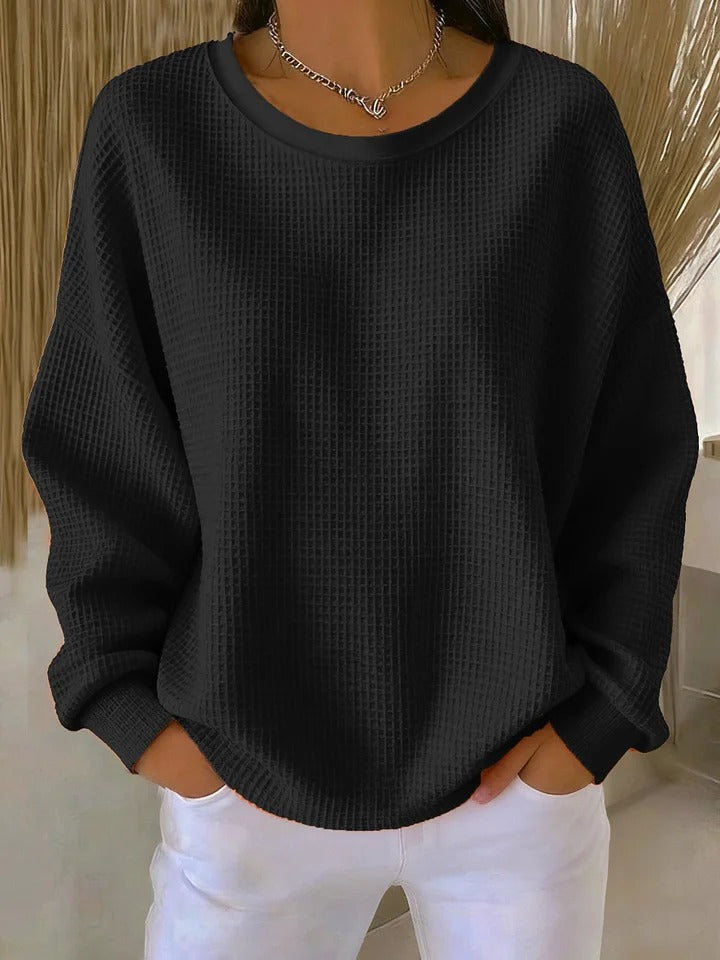 Alexandra - Pullover mit weitem Kragen in Schwarz