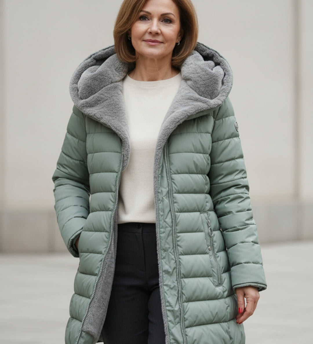 Claudia - Gefütterter Steppmantel - Hellgrün