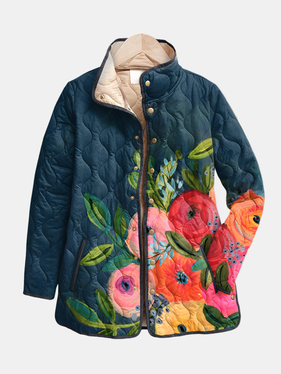 Amaya - Gesteppte Jacke mit Vintage-Blumendruck