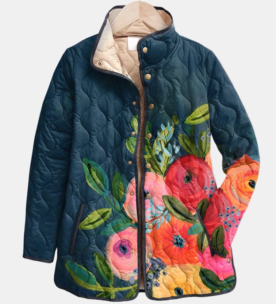 Amaya - Gesteppte Jacke mit Vintage-Blumendruck