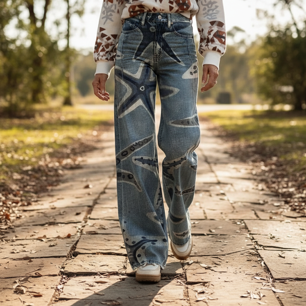 Nina - Boho-Hose mit maritimem Print