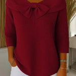 Sandra - Langer Pullover mit Schleifenkragen in Rot