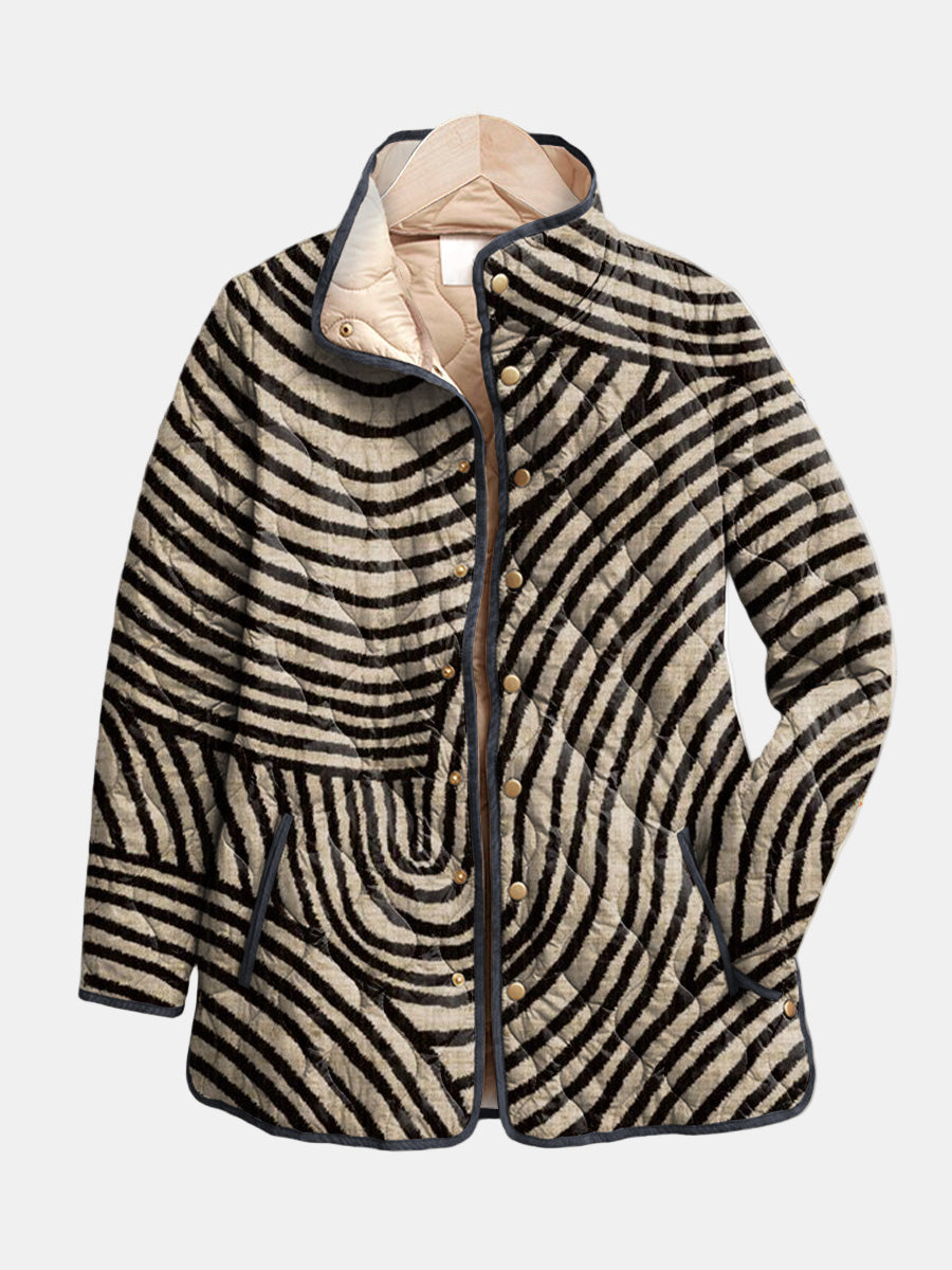 Loxana - Gesteppte Jacke mit handgezeichnetem Retro-Kreismuster