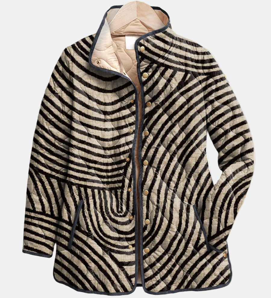 Loxana - Gesteppte Jacke mit handgezeichnetem Retro-Kreismuster