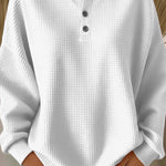 Katja - Lockerer Pullover mit Knopfleiste in Weiß