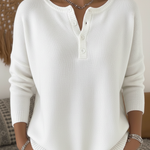 Yvonne - Pullover mit Knopfleiste in Weiß