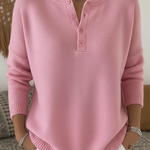 Yvonne - Pullover mit Knopfleiste in Rosa