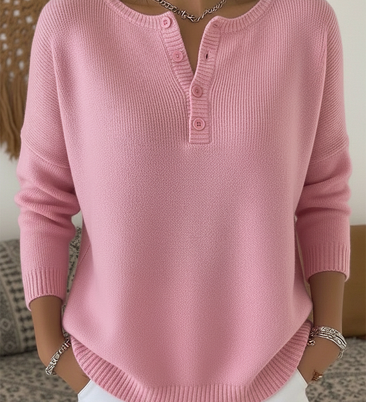 Yvonne - Pullover mit Knopfleiste in Rosa