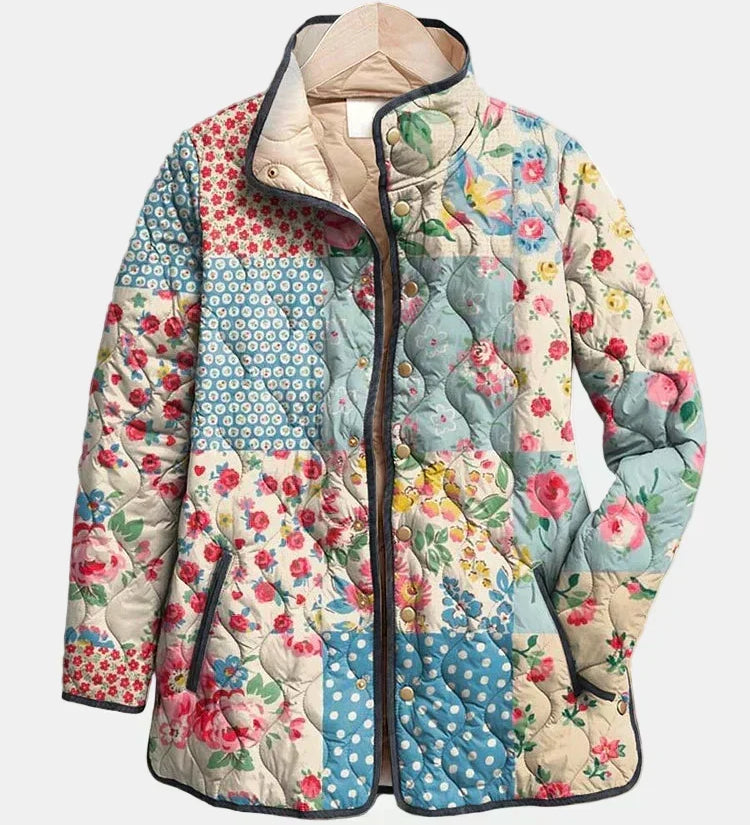 Gwenora - Gesteppte Jacke im Blumen-Patchwork