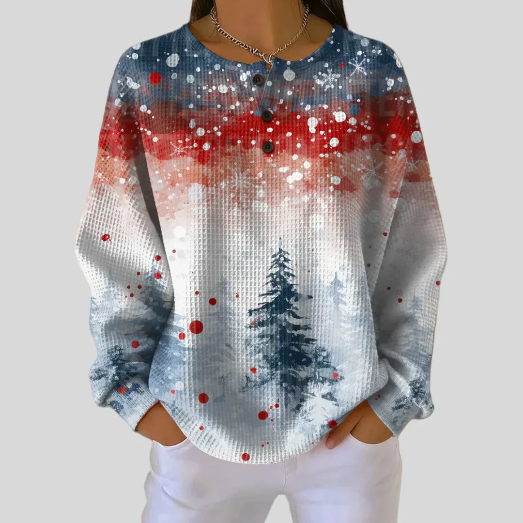 Sandra - Weihnachtspullover mit Tannen-Muster