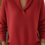 Nicole - Pullover mit V-Ausschnitt und Kragen in Rot