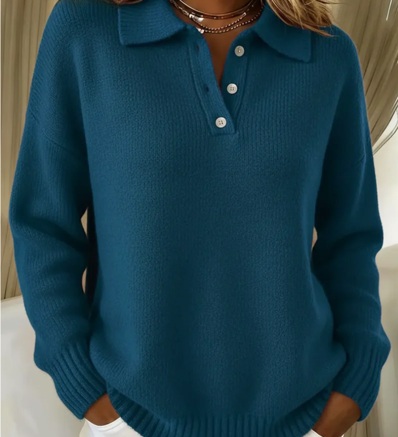Stefanie - Pullover mit Polokragen in Marineblau