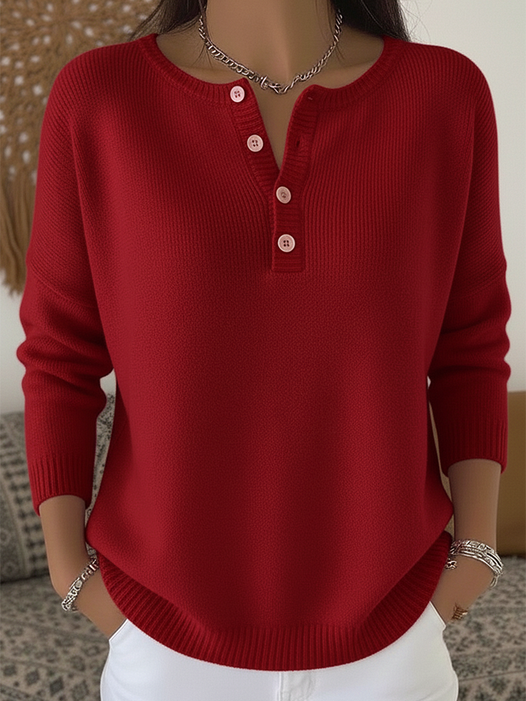 Yvonne - Pullover mit Knopfleiste in Rot