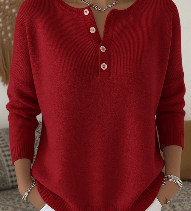 Yvonne - Pullover mit Knopfleiste in Rot