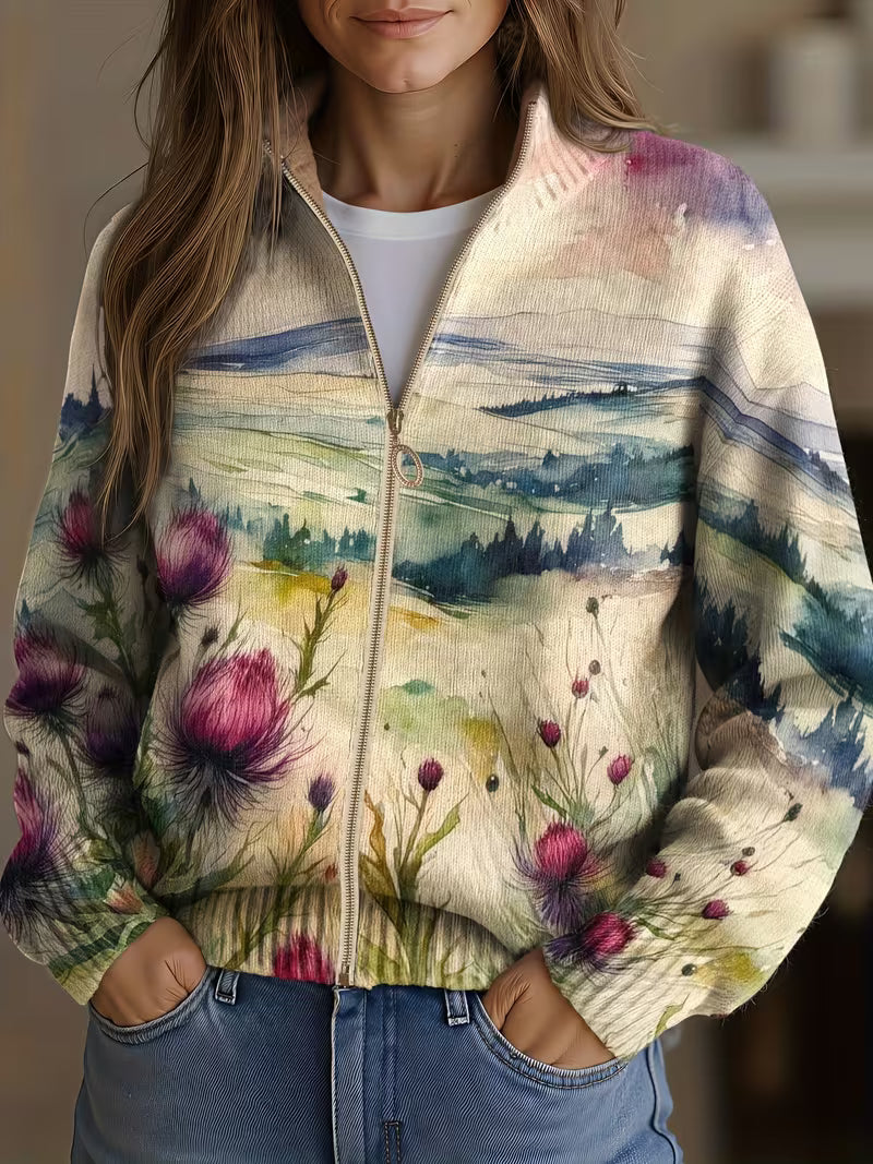 Liana - Cardigan mit Aquarell-Motiv