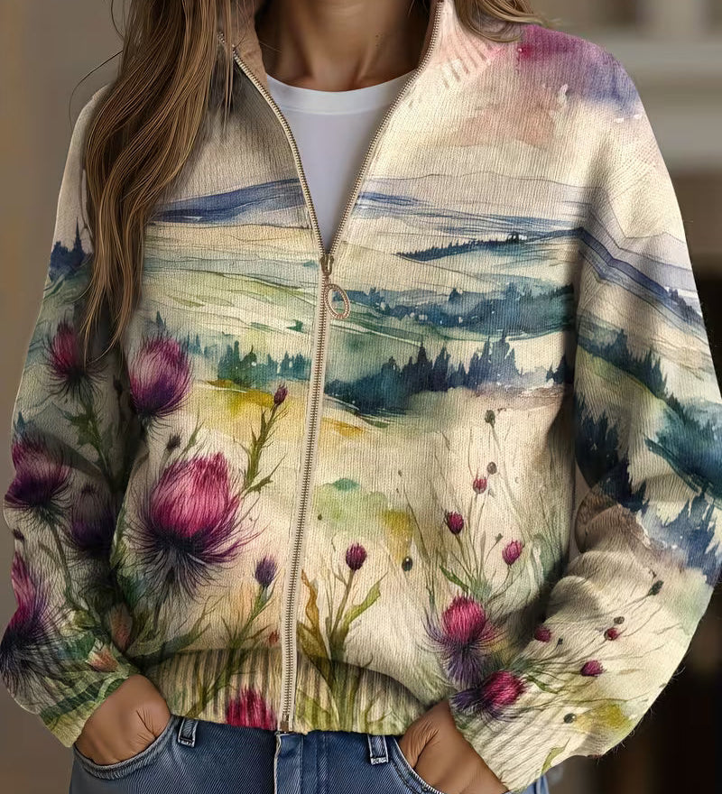 Liana - Cardigan mit Aquarell-Motiv