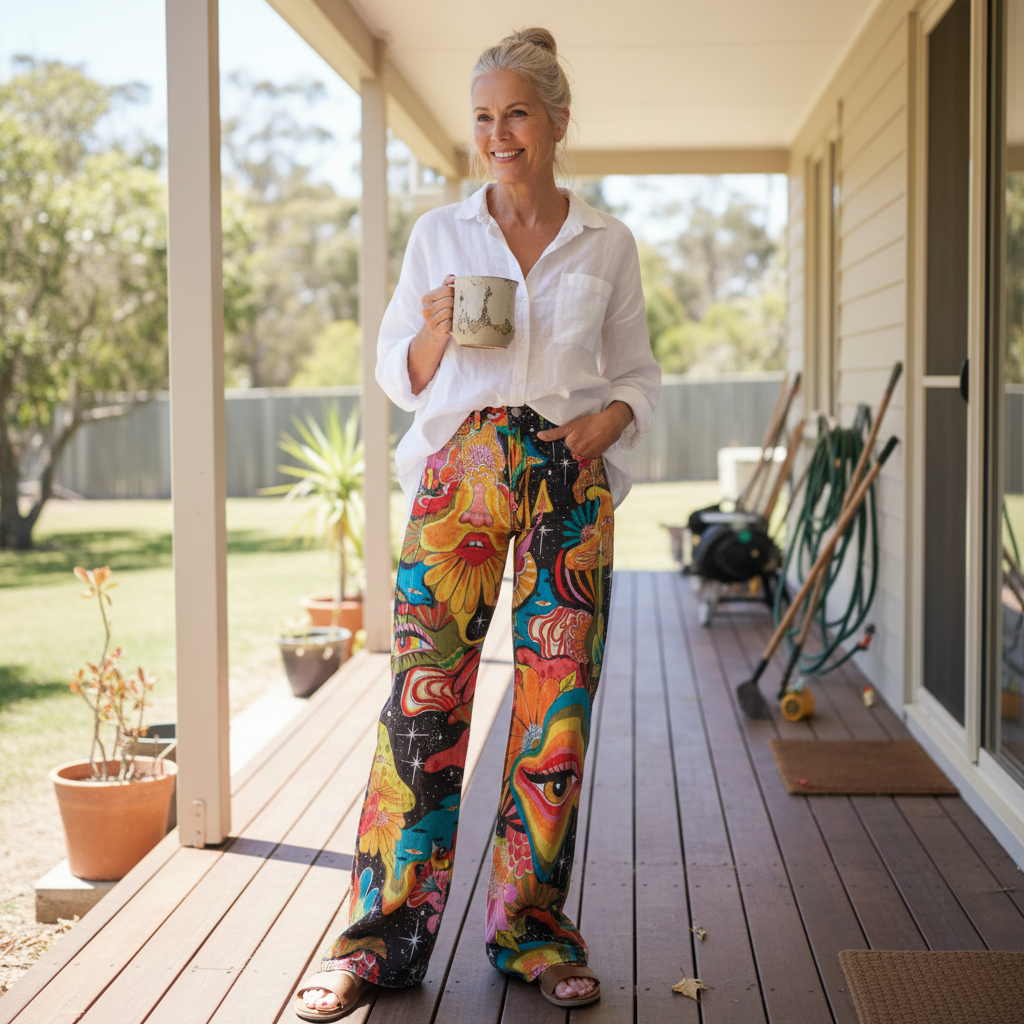 Katja - Weite Boho-Hose in Erdtönen