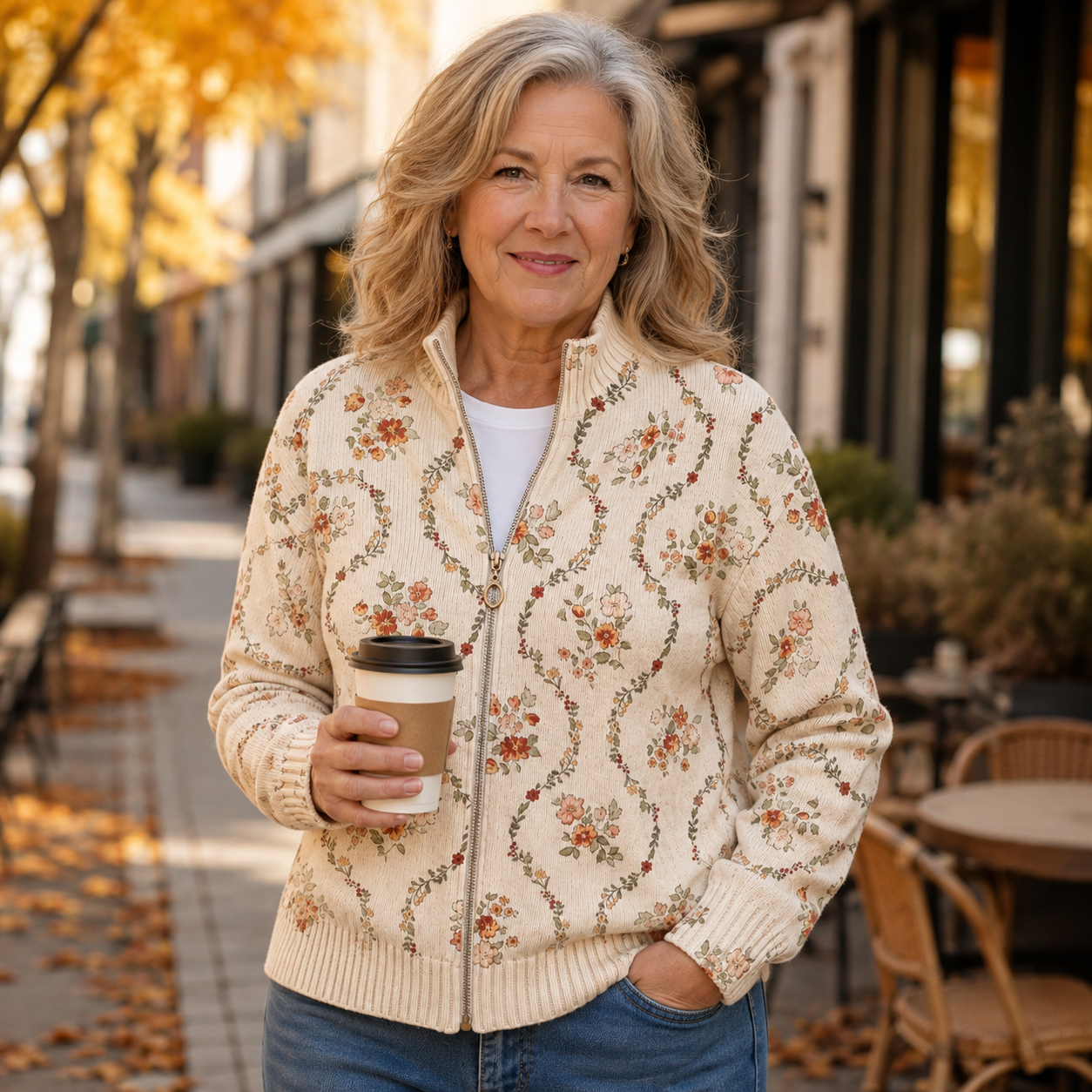 Helena - Cardigan mit zartem Blumenmuster
