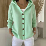 Julia - Strickjacke mit Kapuze in Grün