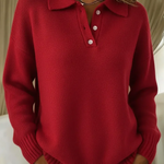 Stefanie - Pullover mit Polokragen in Rot