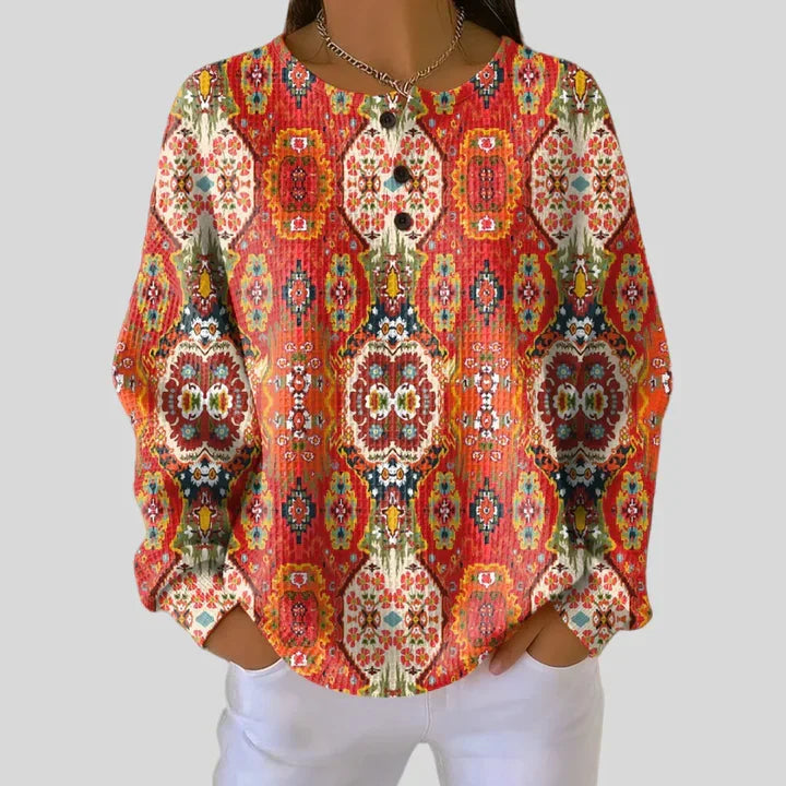 Michaela - Pullover mit Ethno-Blumenmuster