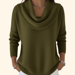 Claudia - Pullover mit Wasserfallkragen in Grün