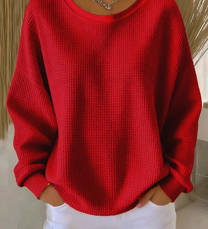Alexandra - Pullover mit weitem Kragen in Rot