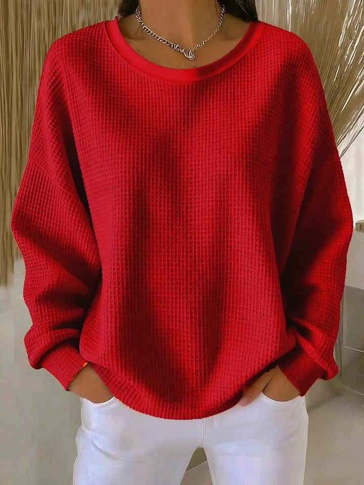 Alexandra - Pullover mit weitem Kragen in Rot