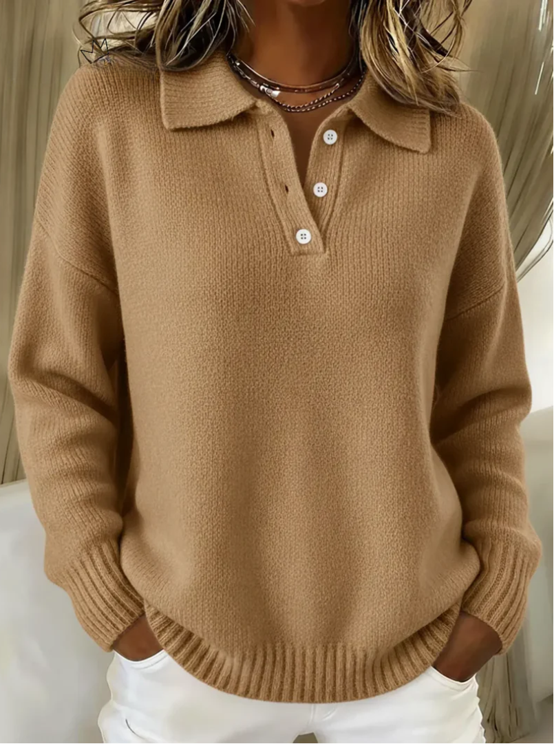 Stefanie - Pullover mit Polokragen in Camel
