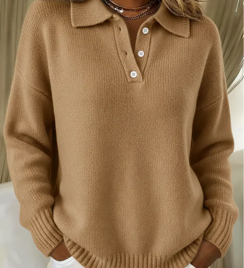 Stefanie - Pullover mit Polokragen in Camel