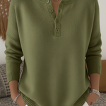 Yvonne - Pullover mit Knopfleiste in Grün