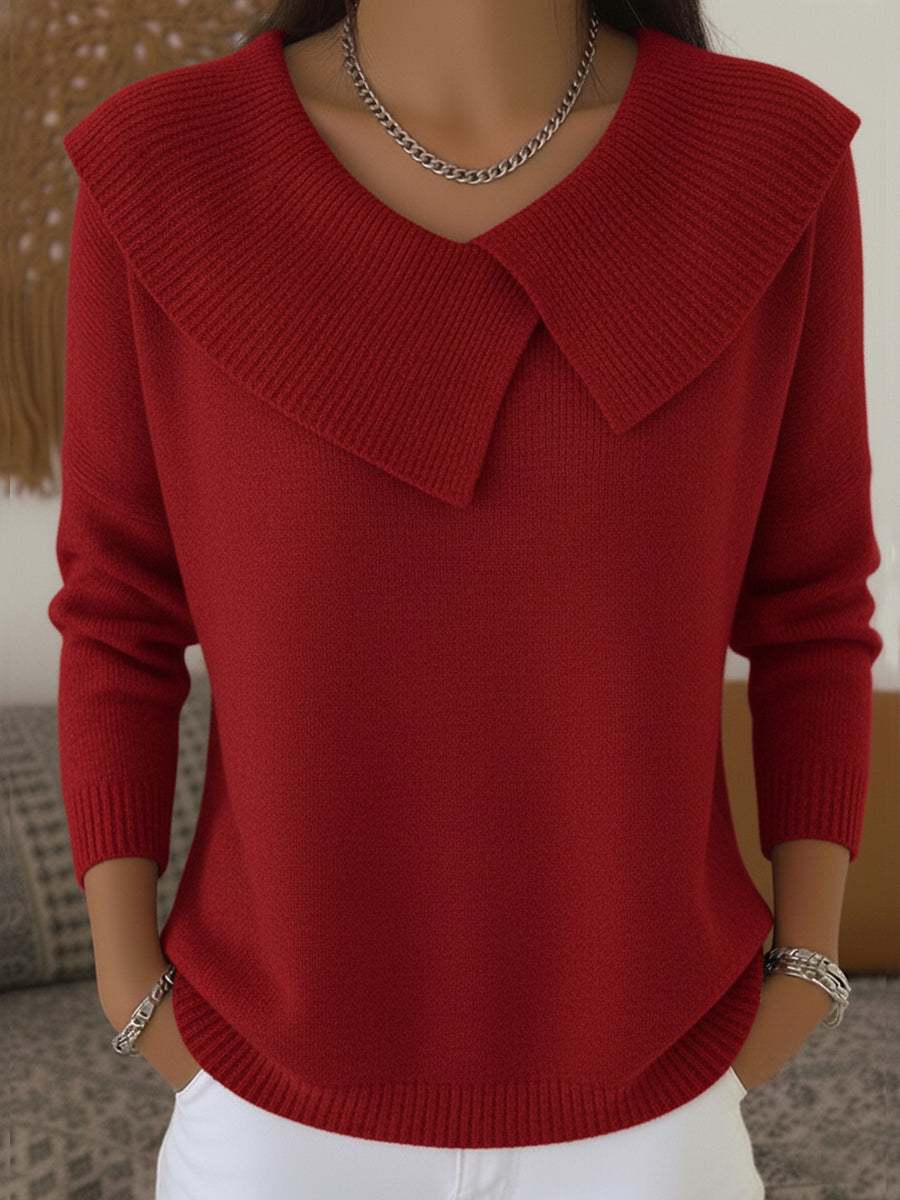 Katrin - Pullover mit auffälligem Kragen in Rot