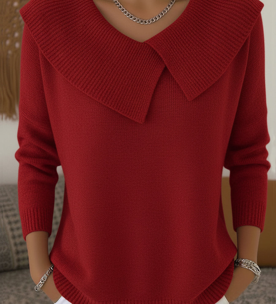 Katrin - Pullover mit auffälligem Kragen in Rot