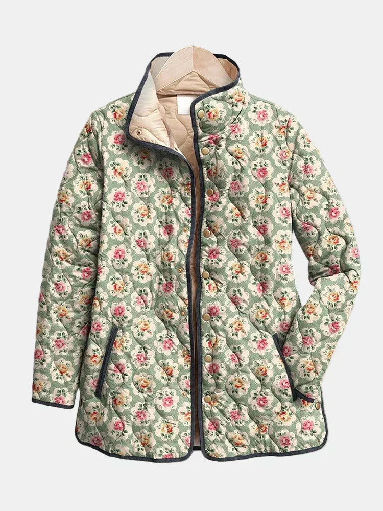 Camille - Gesteppte Jacke mit Vintage-Blumen-Kunstdruck