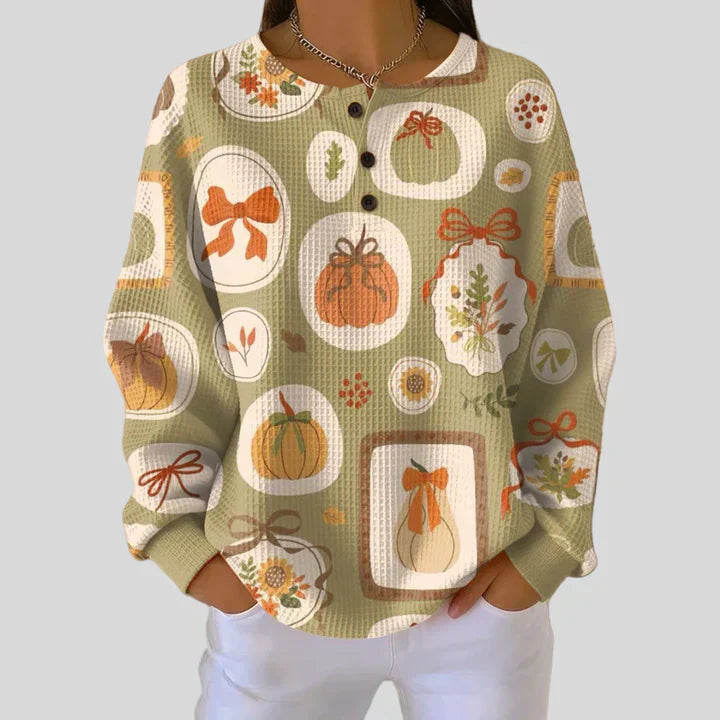 Sonja - Herbst-Pullover mit Kürbis-Muster