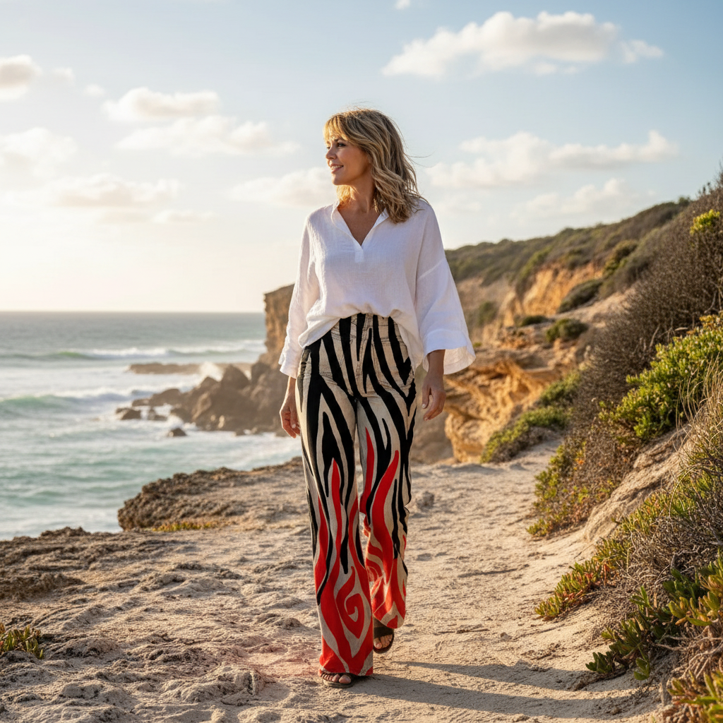 Alexandra - Boho-Hose mit hoher Taille und Muster