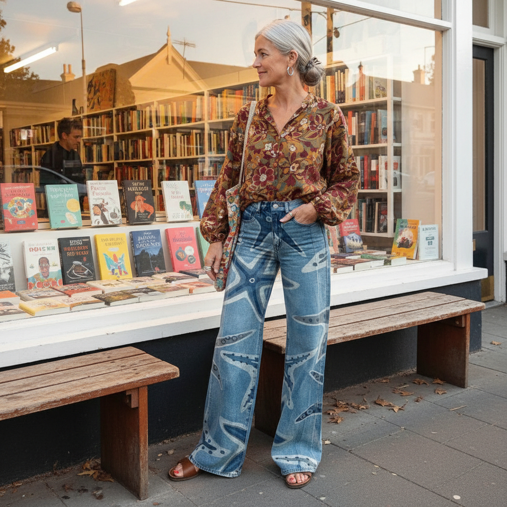 Nina - Boho-Hose mit maritimem Print