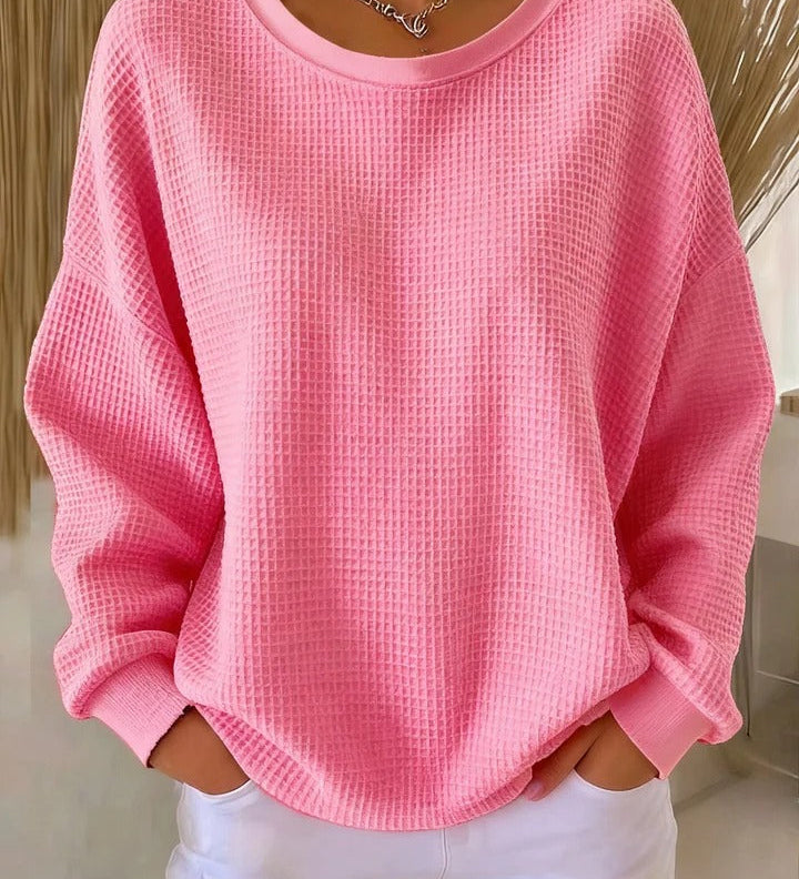 Alexandra - Pullover mit weitem Kragen in Rosa