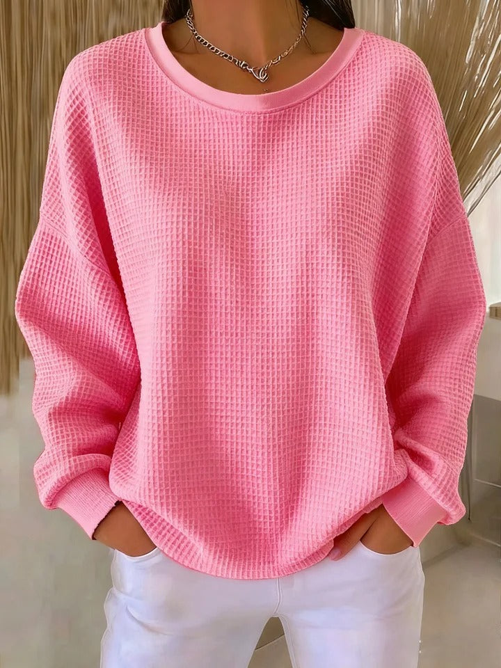 Alexandra - Pullover mit weitem Kragen in Rosa