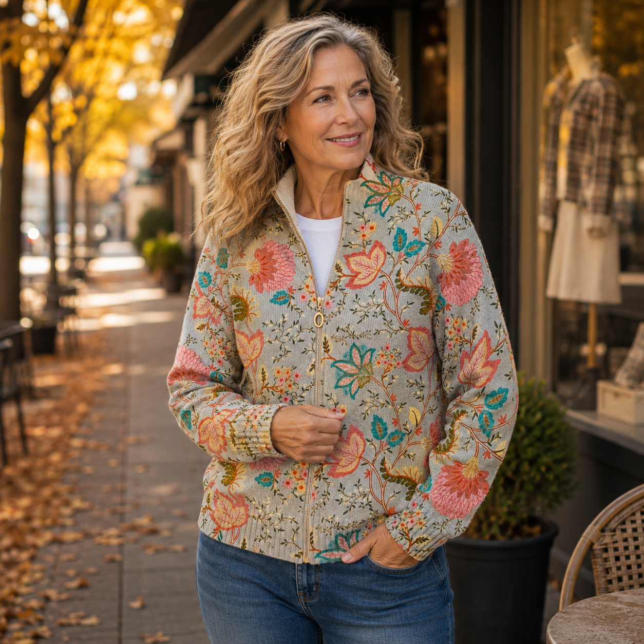 Juliane - Cardigan mit Blumengarten-Muster